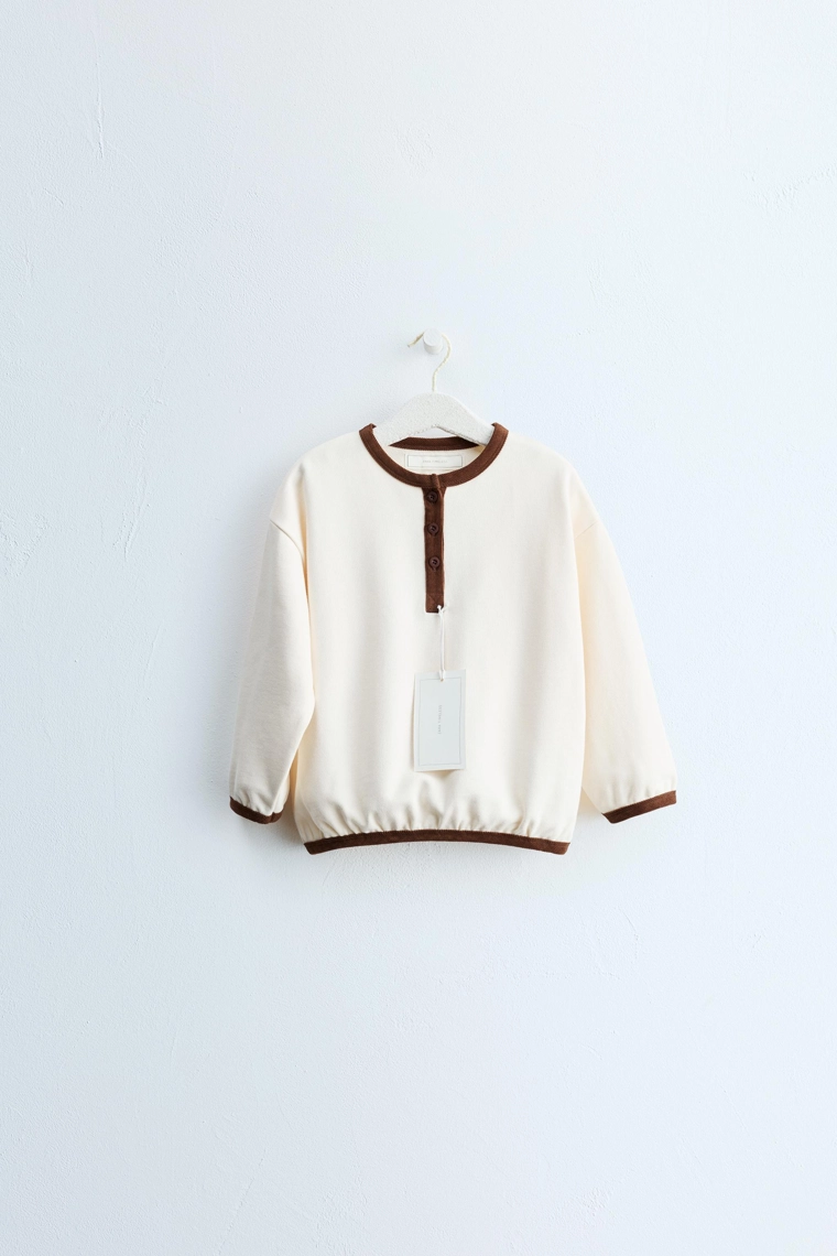 Свитшот zara timeless с контрастным воротником henley