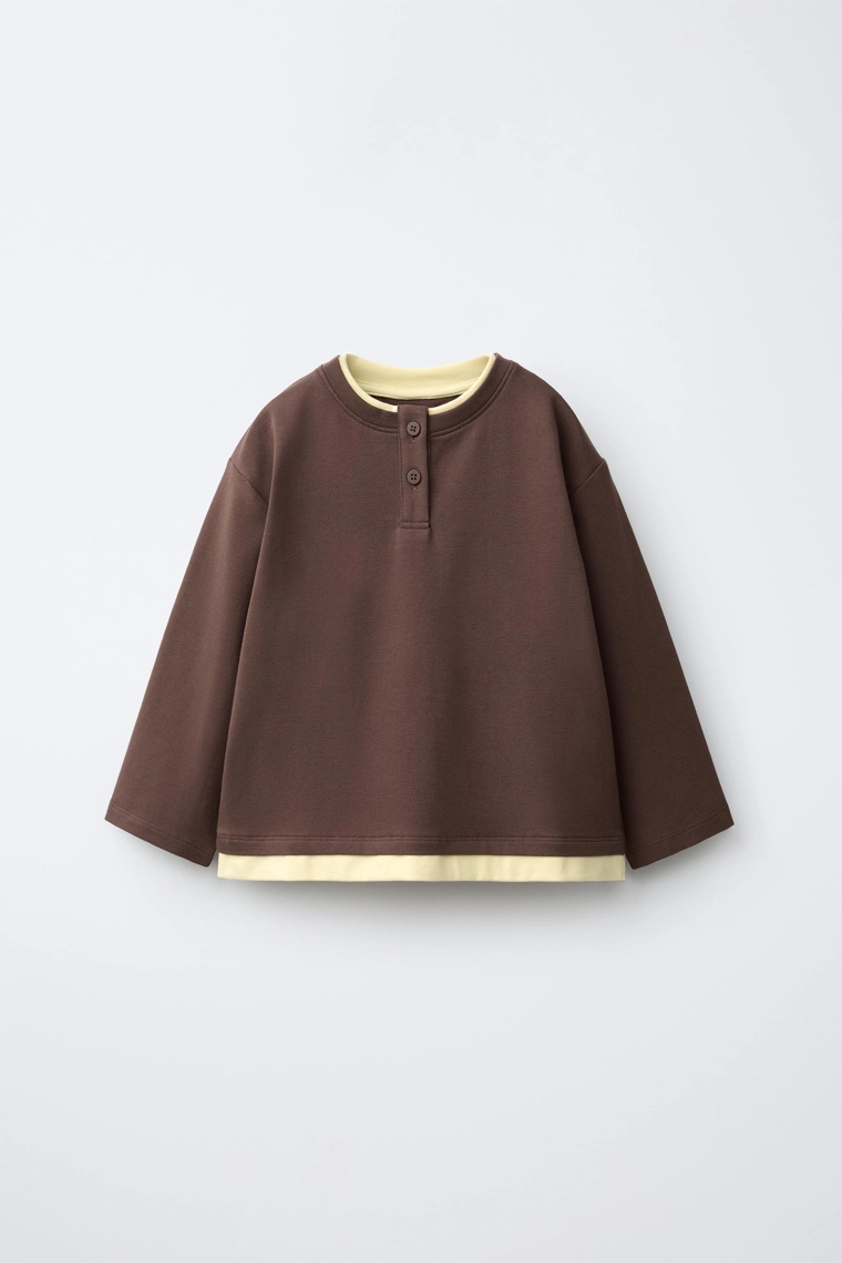 Футболка layered henley с длинным рукавом