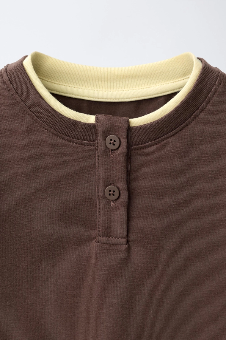 Футболка layered henley с длинным рукавом