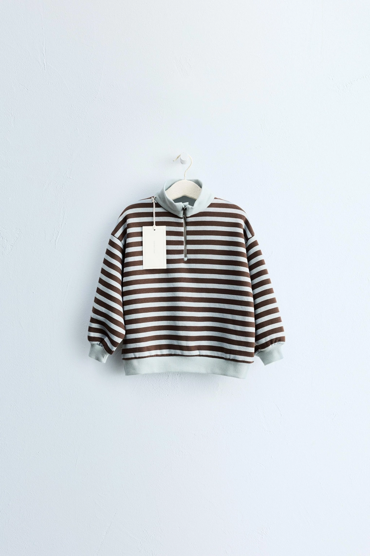 Оверсайз свитшот zara timeless в полоску с молнией