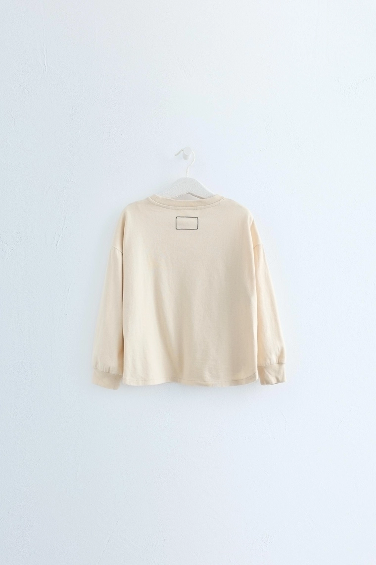 Футболка zara timeless с длинными рукавами и манжетами, бежевая