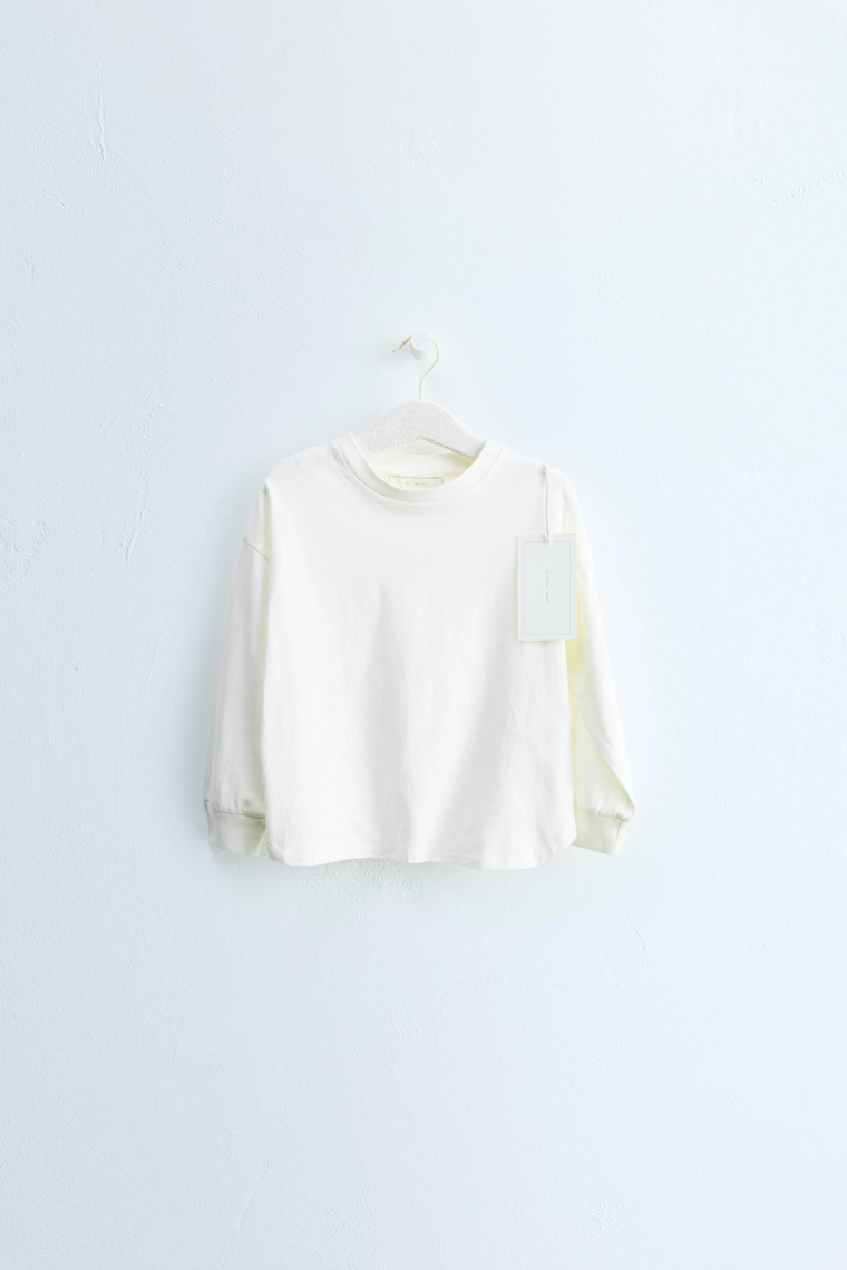Футболка zara timeless с длинными рукавами и манжетами, белая