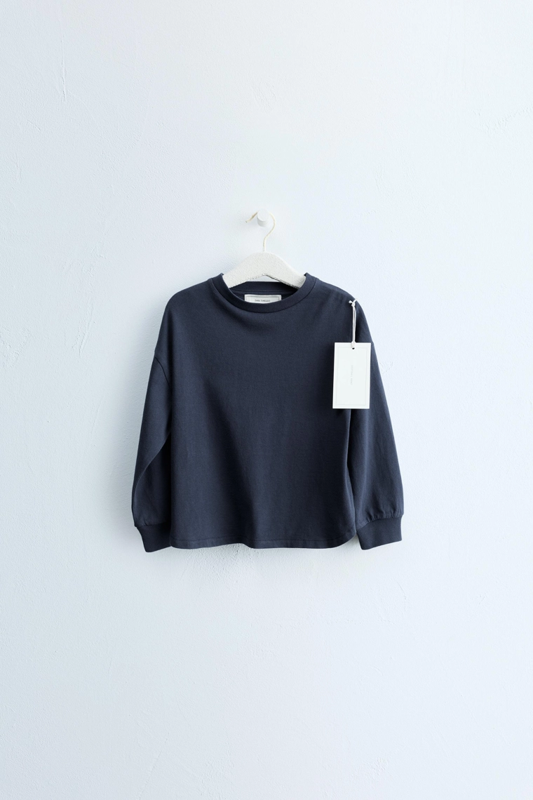 Футболка zara timeless с длинными рукавами и манжетами, синяя