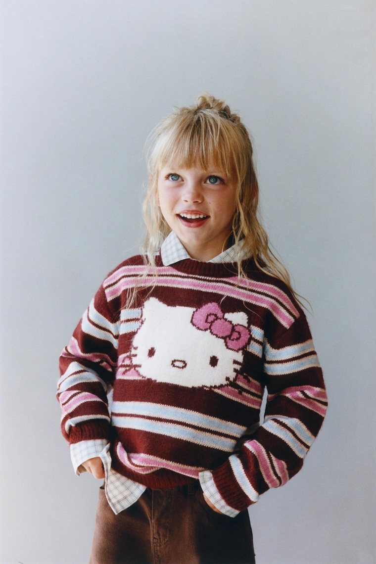Вязаный джемпер hello kitty © sanrio в полоску