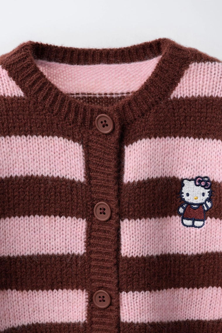 Вязаный кардиган в полоску с hello kitty © sanrio