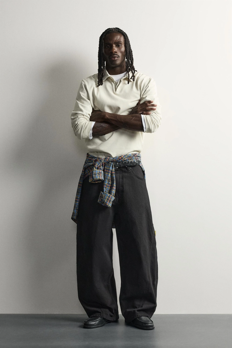 Брюки balloon fit в полоску