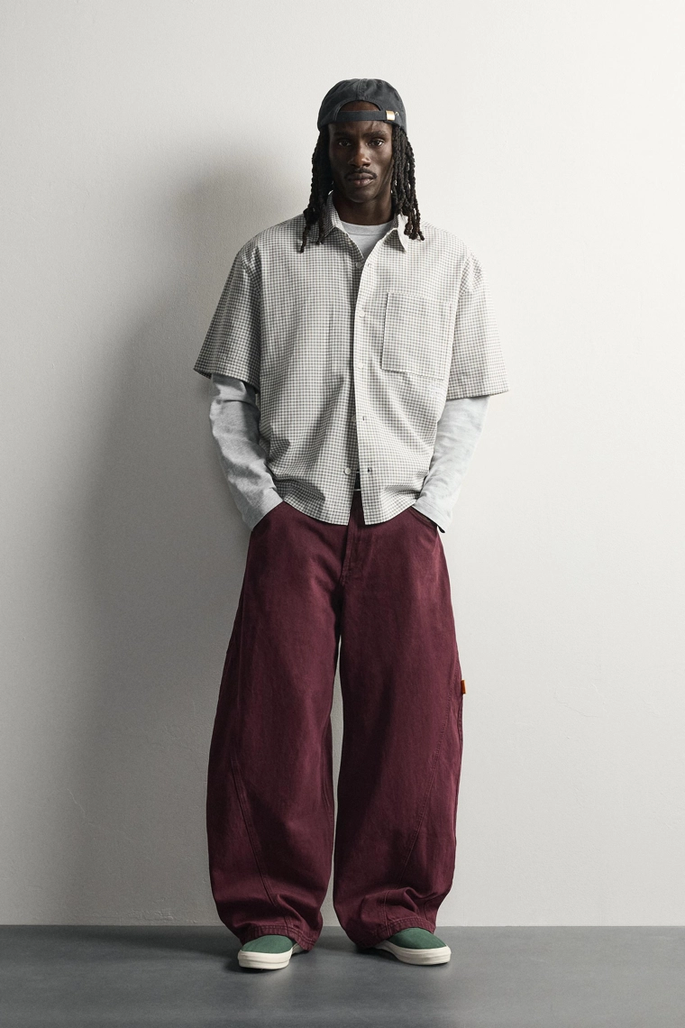 Брюки balloon fit в тонкую полоску