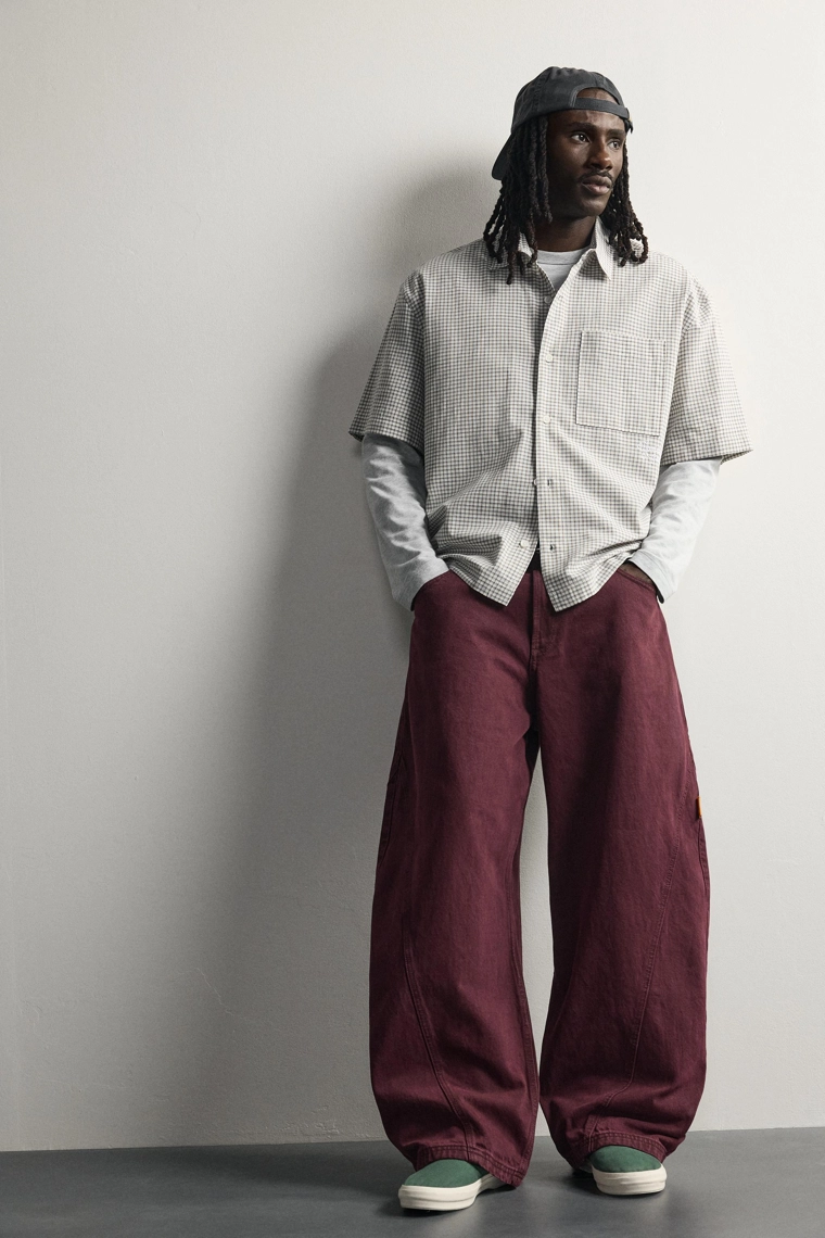 Брюки balloon fit в тонкую полоску