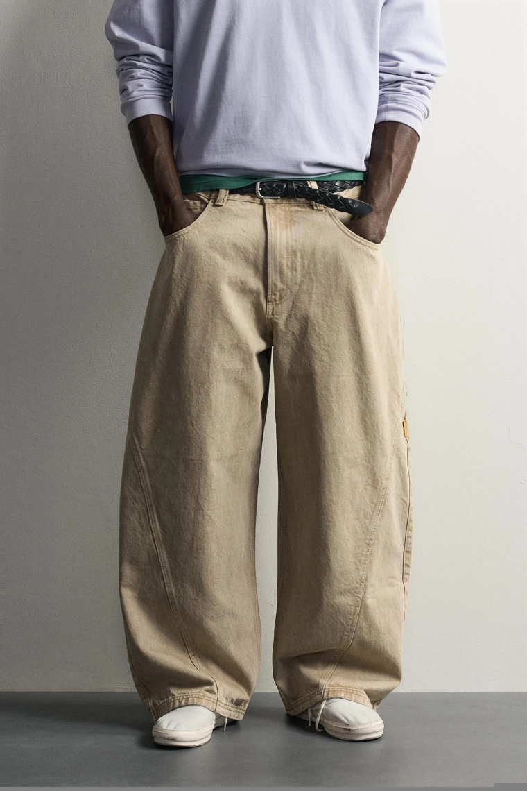 Брюки balloon fit в тонкую полоску
