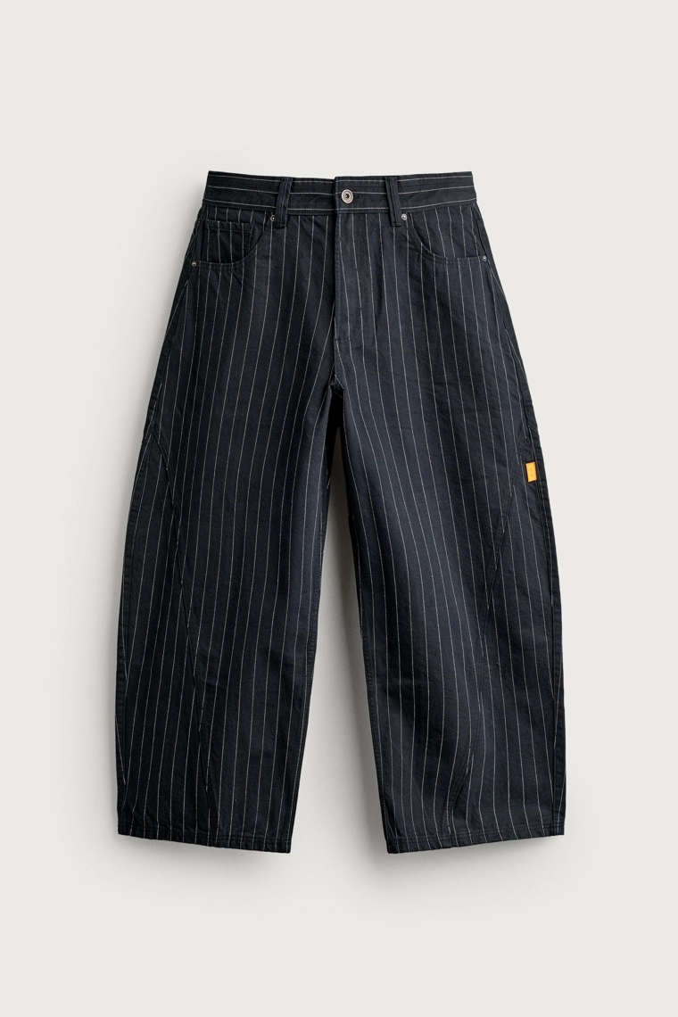 Брюки balloon fit в тонкую полоску