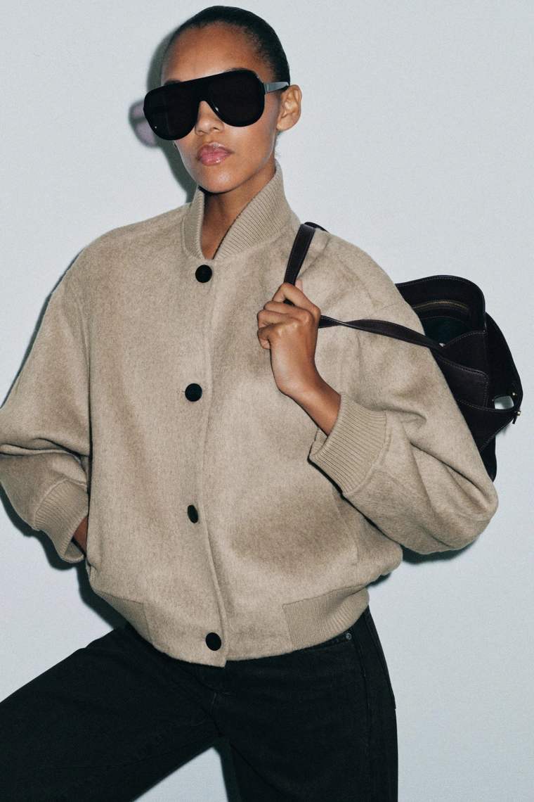 Бомбер из шерстяной смеси Zara «ZW»