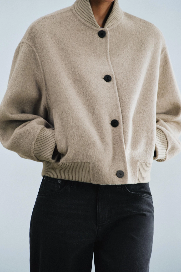 Бомбер из шерстяной смеси Zara «ZW»