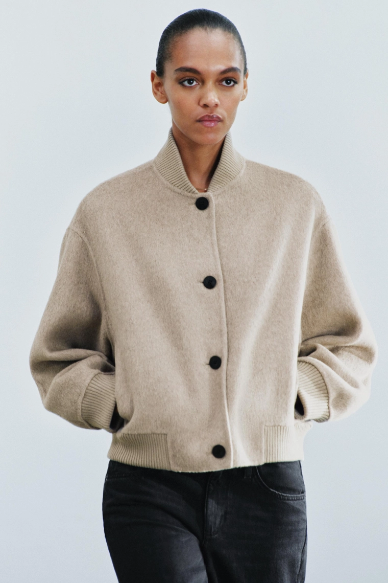 Бомбер из шерстяной смеси Zara «ZW»