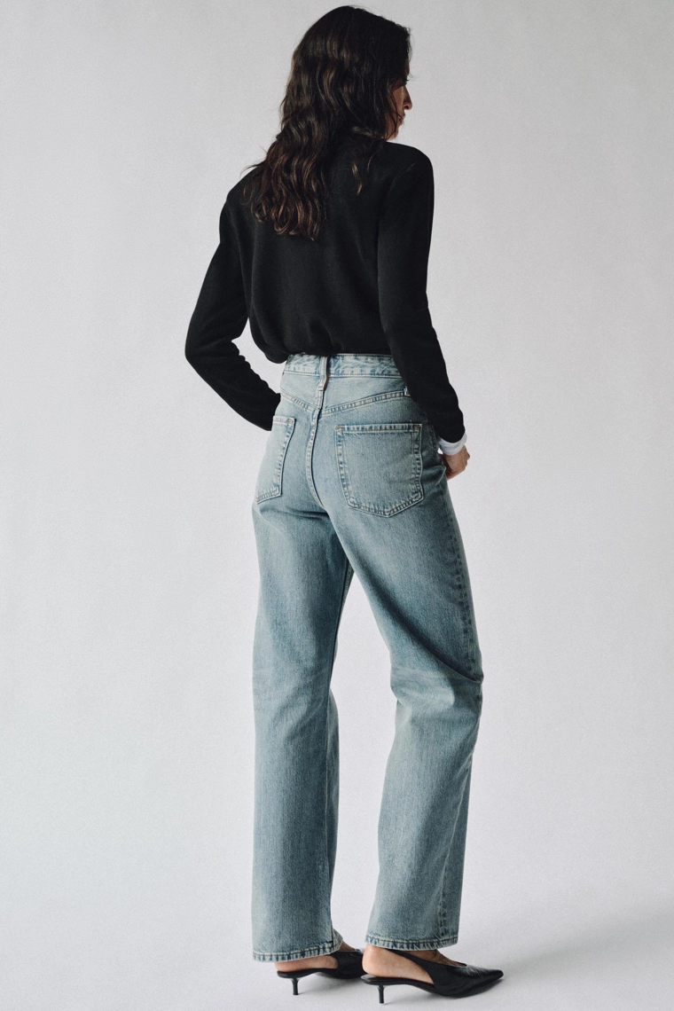Джинсы zara woman с высокой талией и прямыми брюками