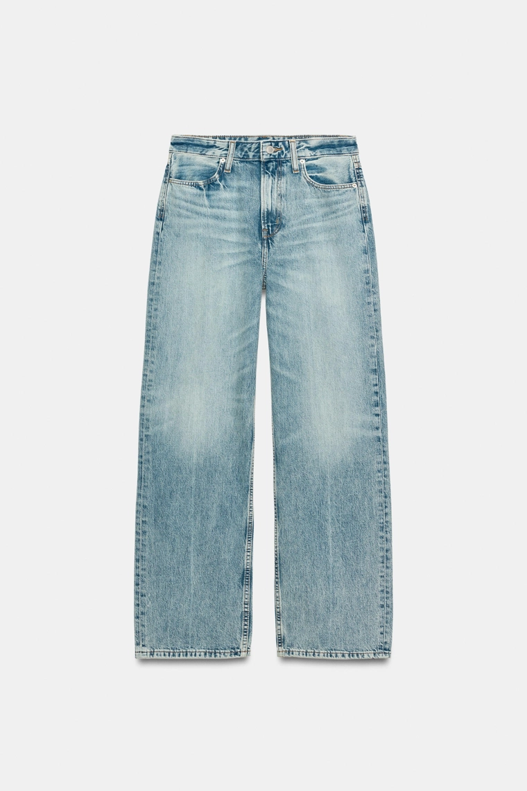 Джинсы zara woman с высокой талией и прямыми брюками