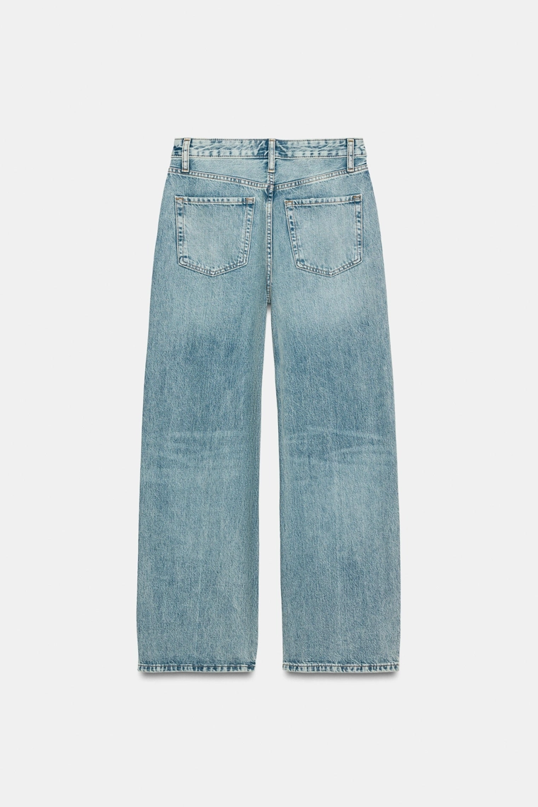 Джинсы zara woman с высокой талией и прямыми брюками