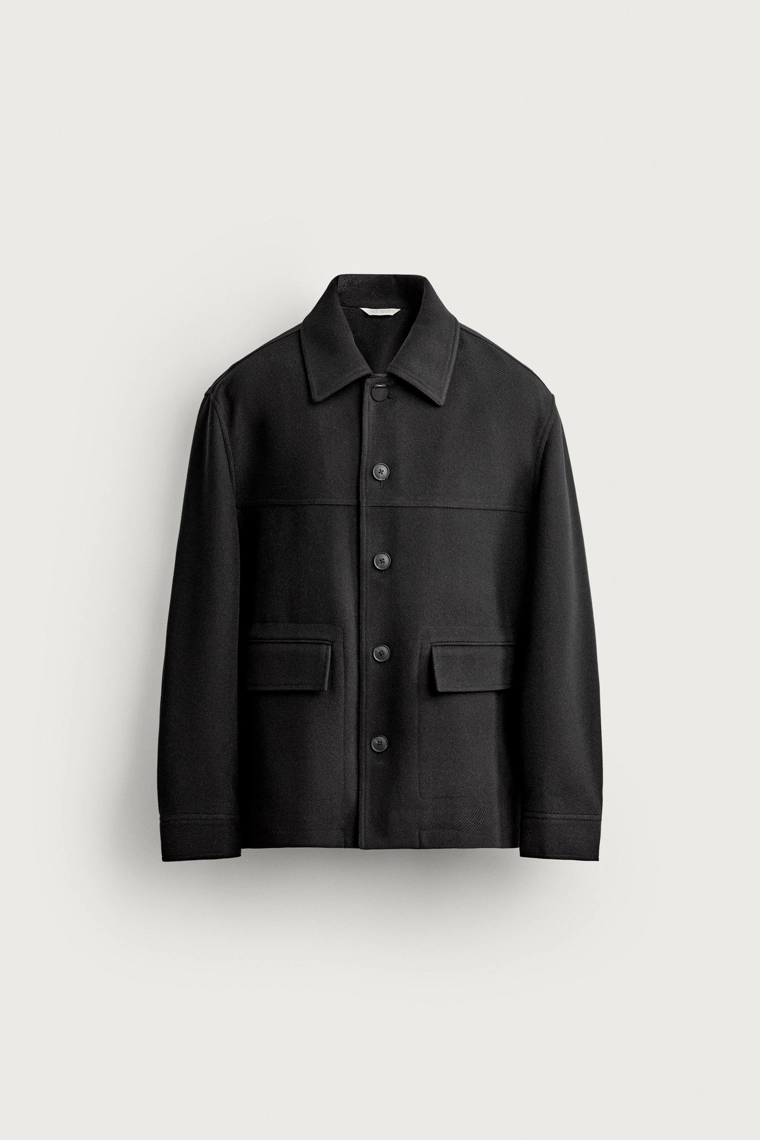Пальто длиной до середины голени из шерстяной ткани, классический крой
