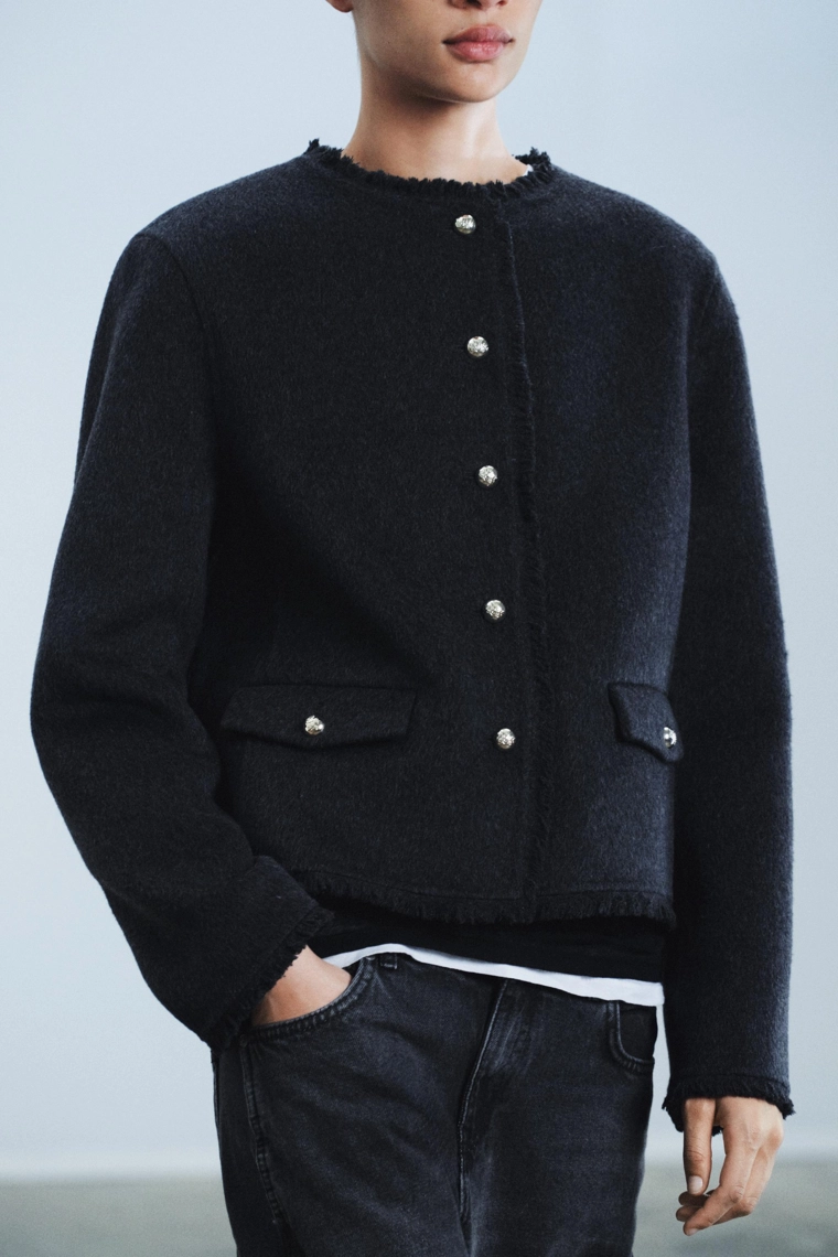 Жакет из смеси шерсти, коллекция zara woman