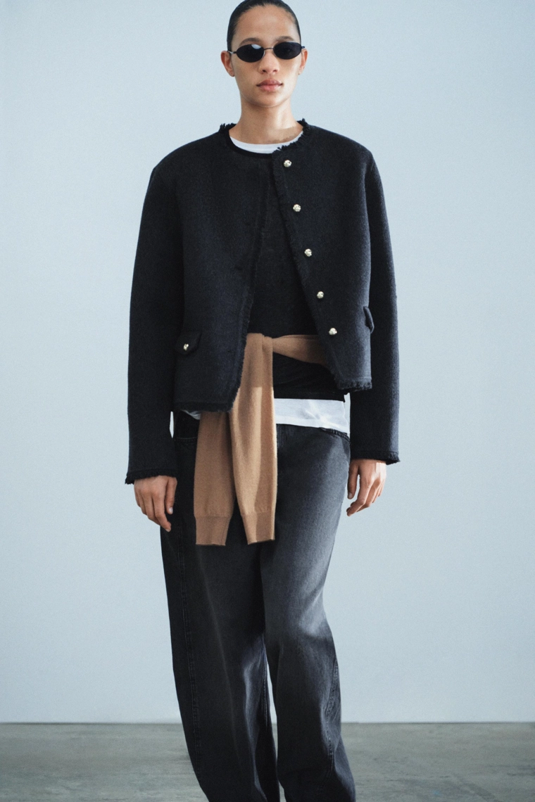 Жакет из смеси шерсти, коллекция zara woman