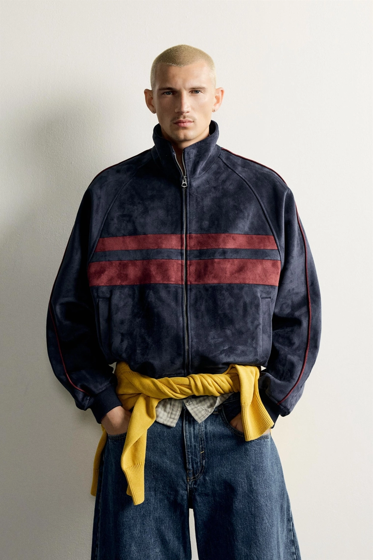 Куртка из искусственной замши в стиле color block