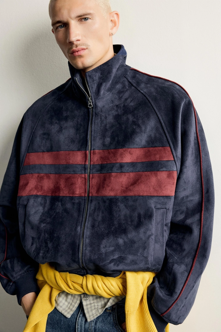 Куртка из искусственной замши в стиле color block