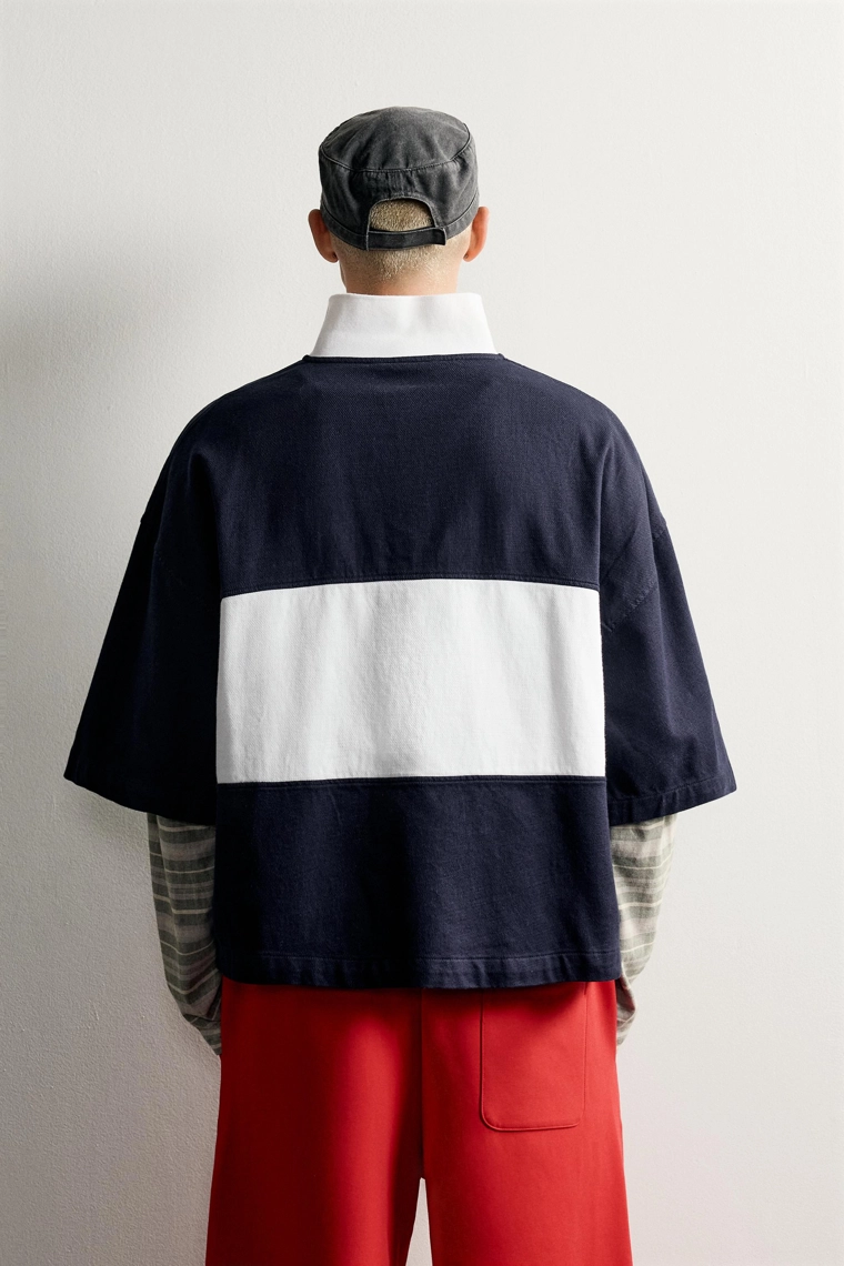 Поло свободного кроя в стиле colour block