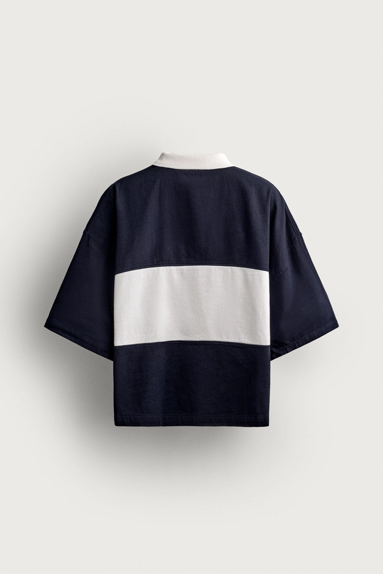 Поло свободного кроя в стиле colour block