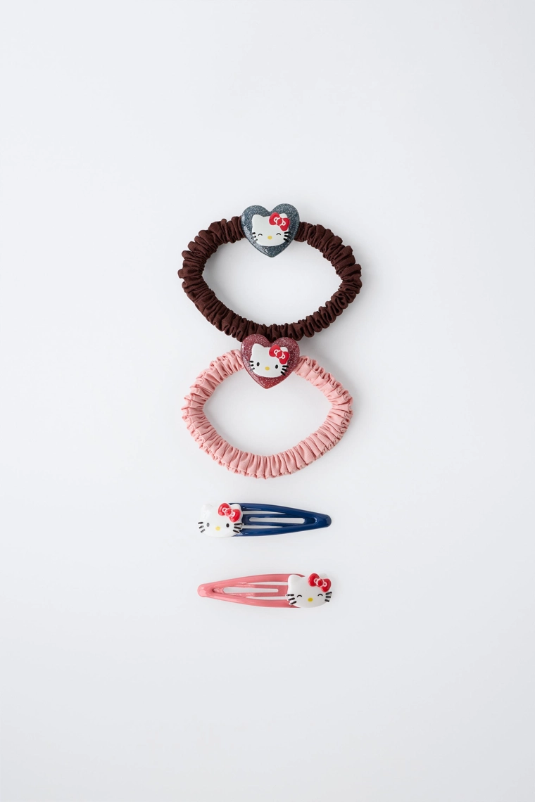 Набор из 2 резинок для волос и 2 заколок hello kitty © sanrio