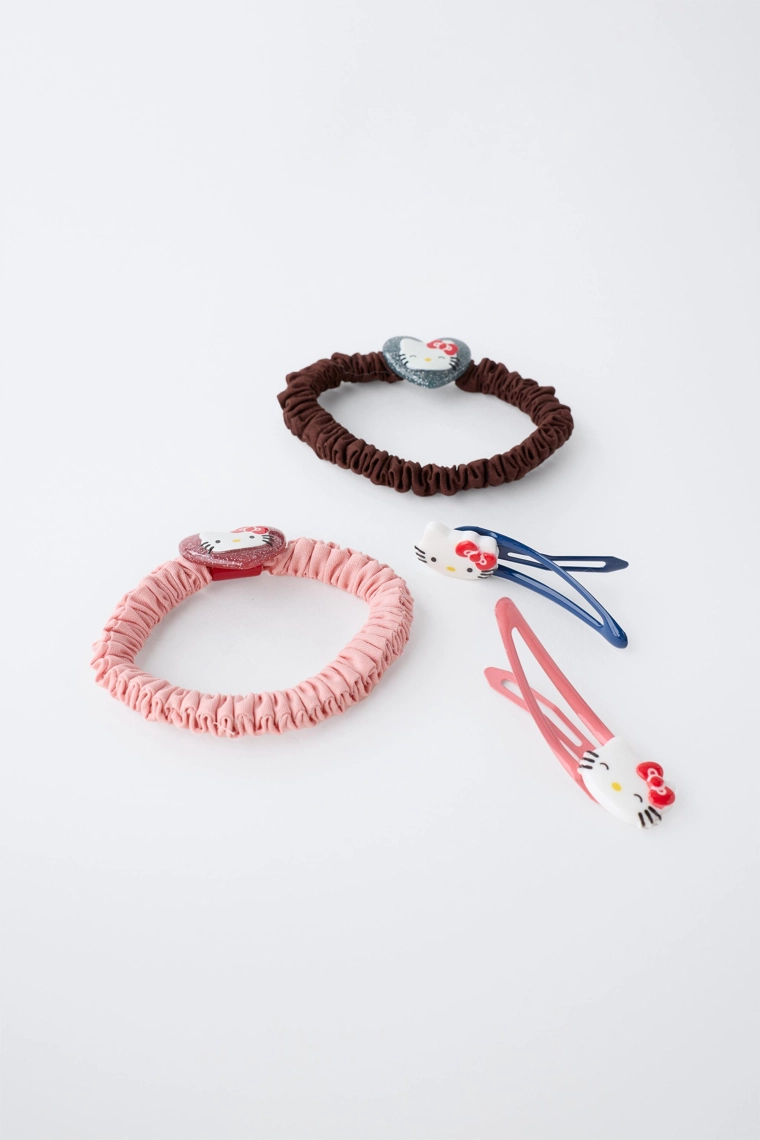 Набор из 2 резинок для волос и 2 заколок hello kitty © sanrio