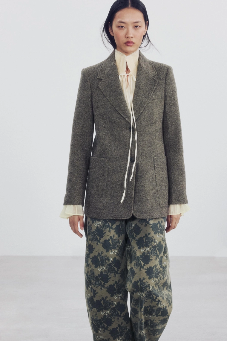 Жакет прямого кроя из смесовой шерсти zw collection