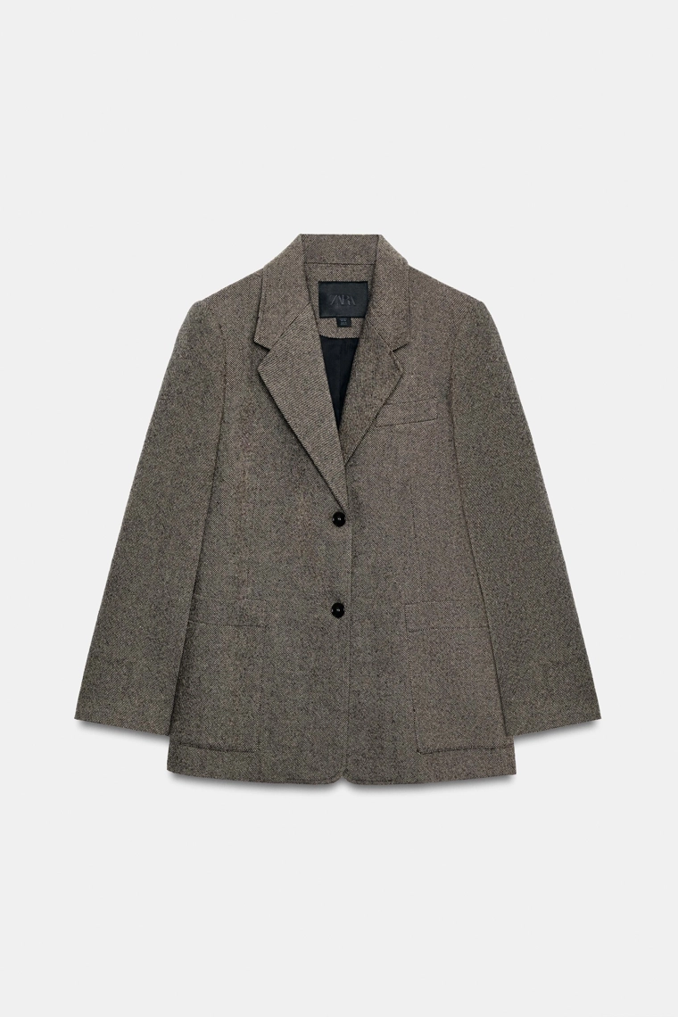 Жакет прямого кроя из смесовой шерсти zw collection