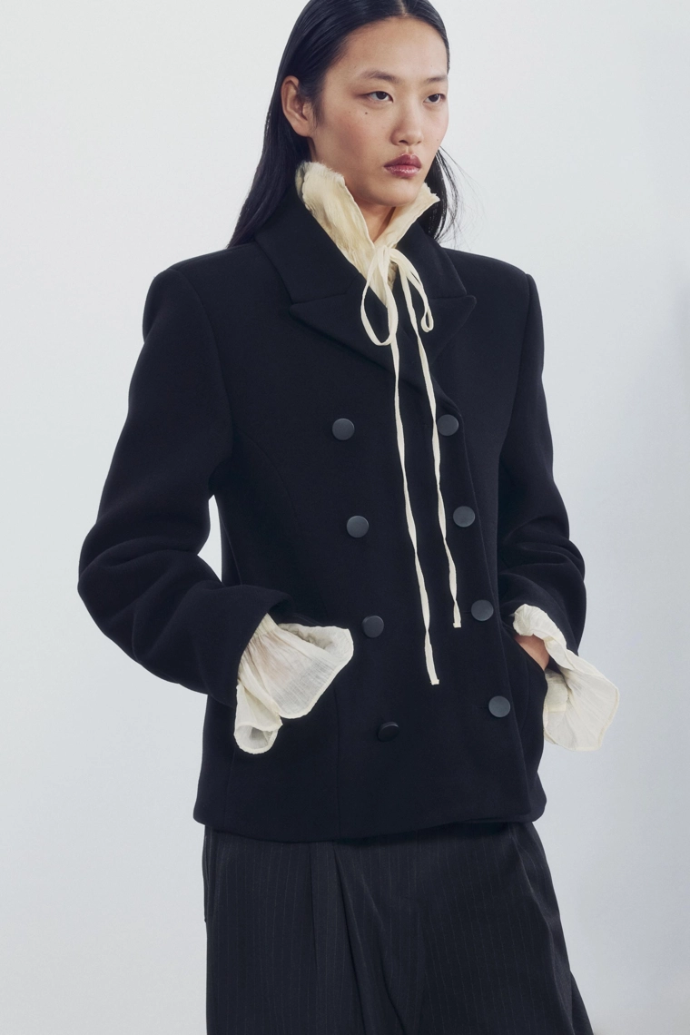 Короткое пальто из шерстяной смеси zw collection