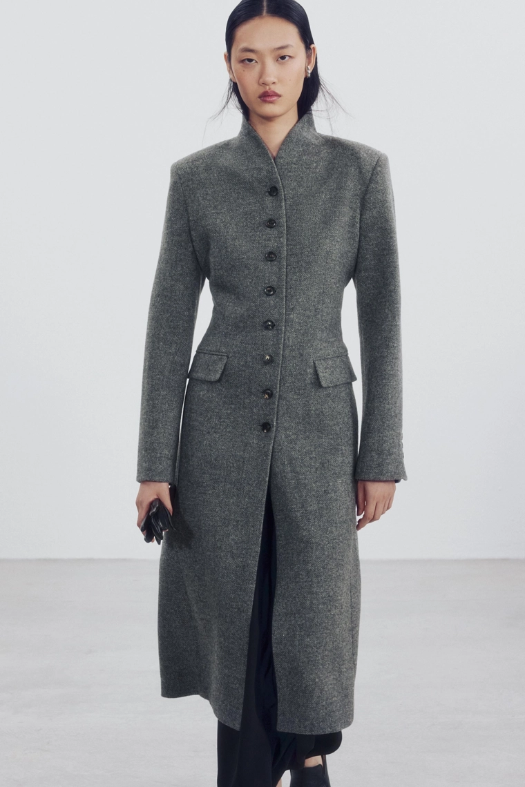 Пальто zw collection из шерсти с пуговицами
