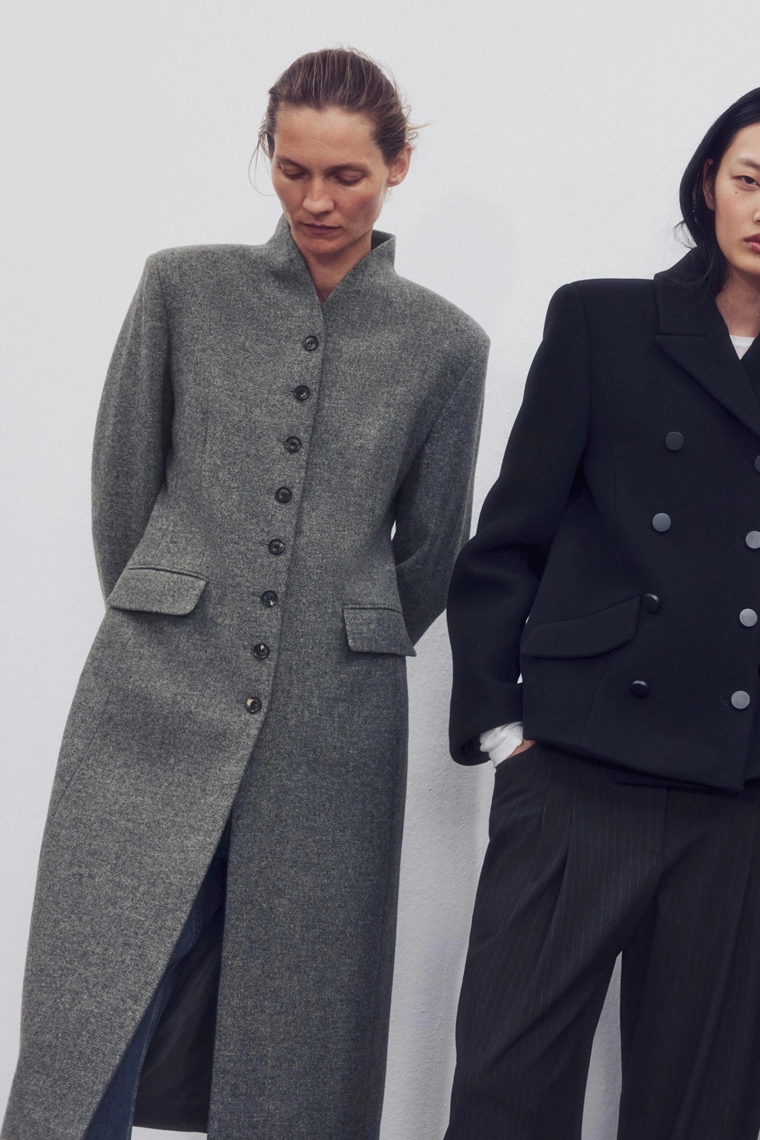 Пальто zw collection из шерсти с пуговицами
