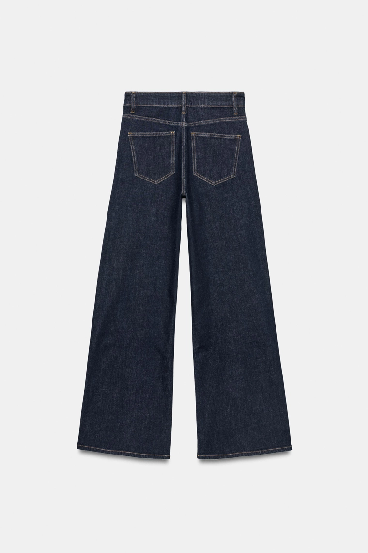 Джинсы с высокой талией и широкими штанинами zw collection comfort
