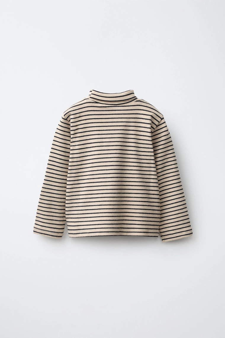 Футболка с длинным рукавом и высоким воротом в полоску