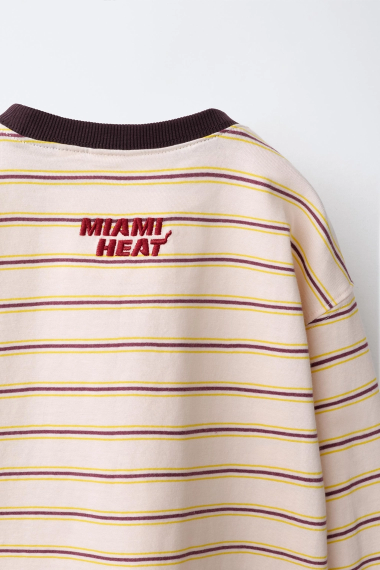 Футболка с длинными рукавами nba miami heat в полоску