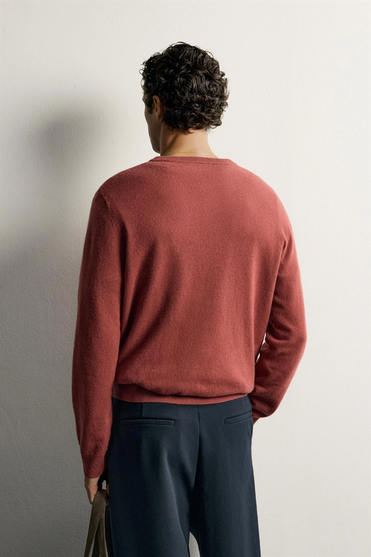Пуловер henley из 100% шерсти