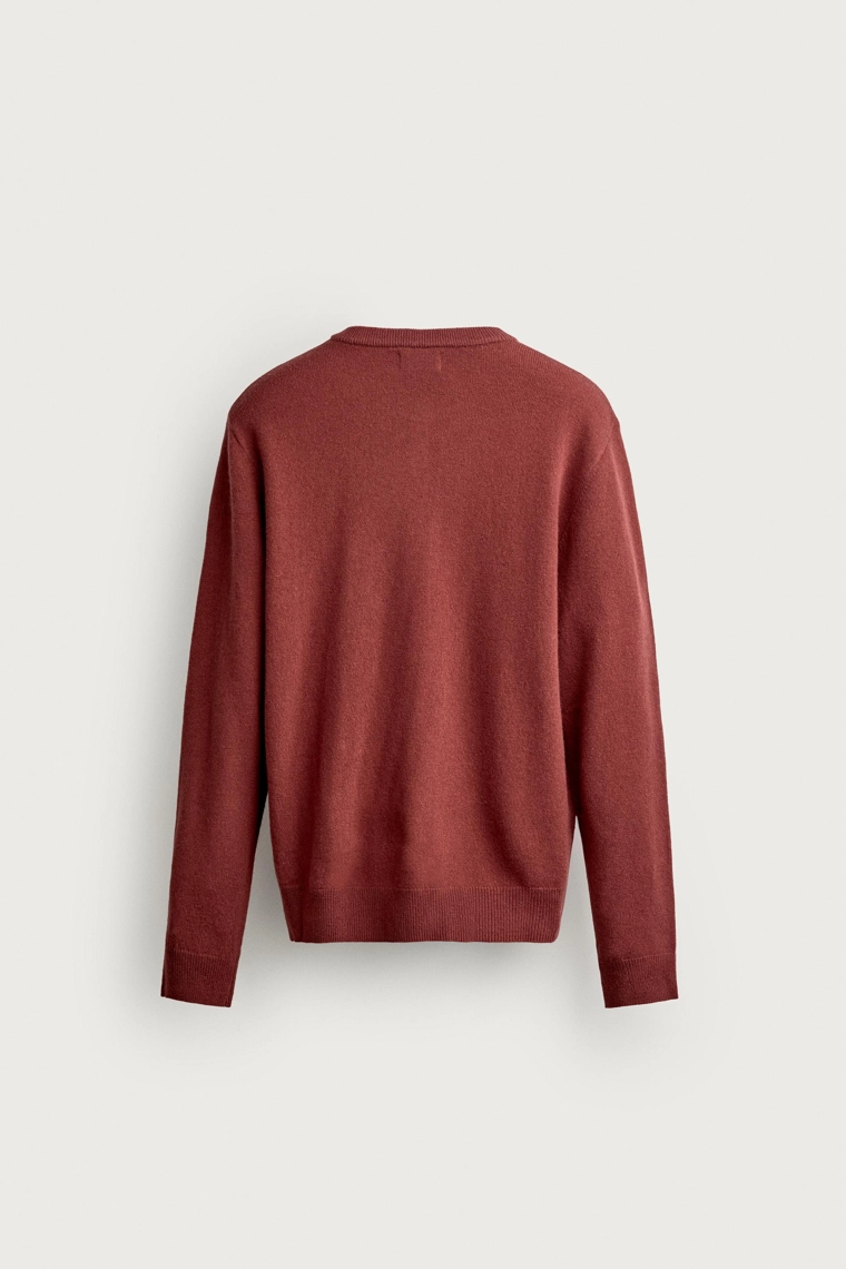 Пуловер henley из 100% шерсти