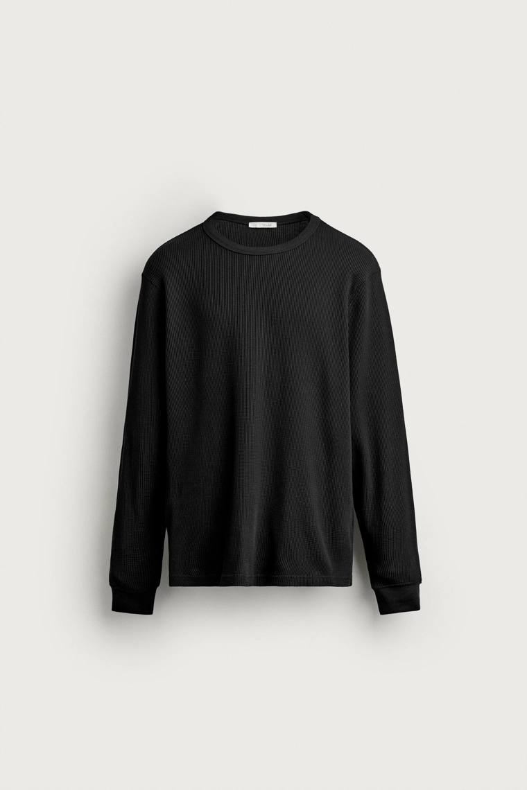 Футболка regular fit из вафельного трикотажа