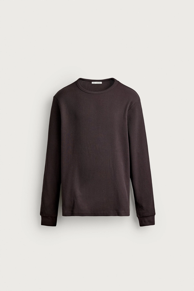 Футболка regular fit из вафельного трикотажа