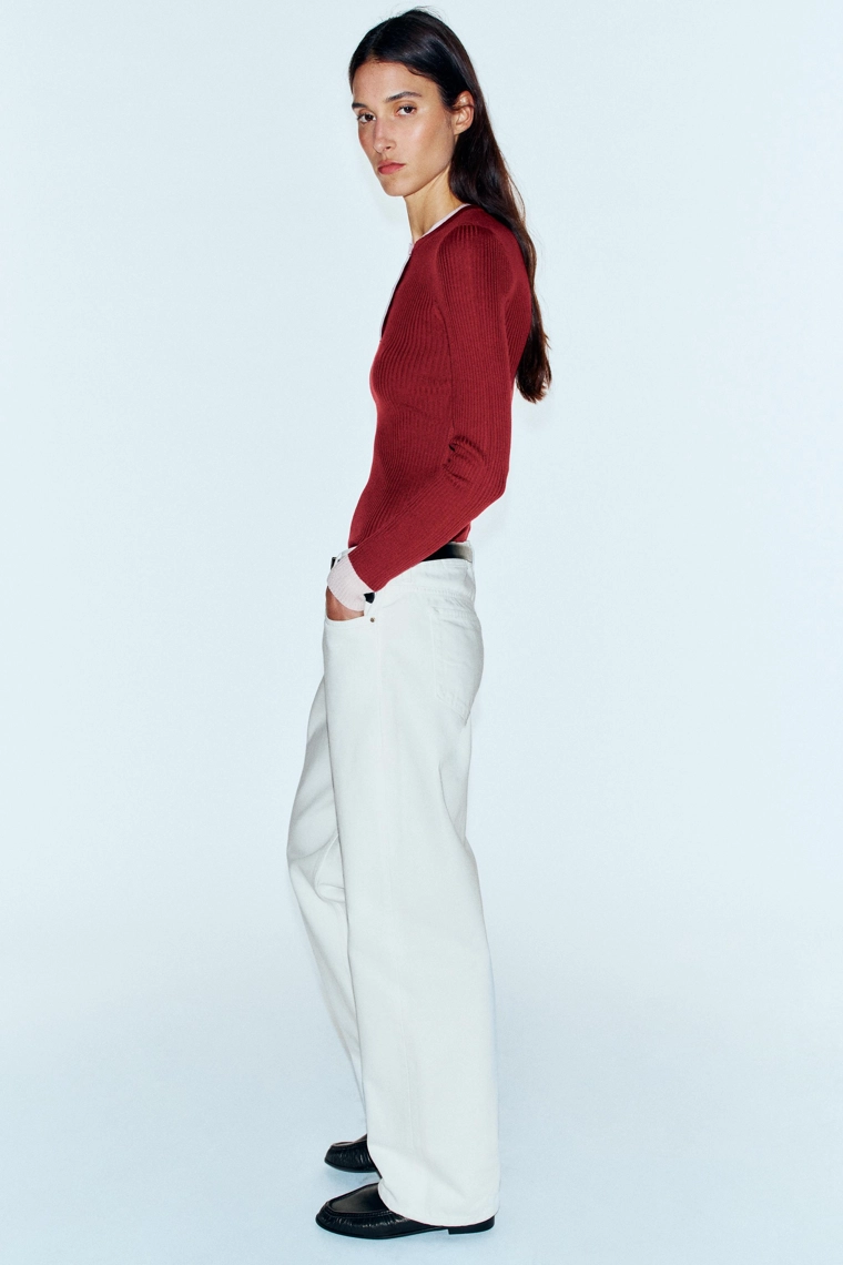 Футболка contrast double-layer с пуговицами