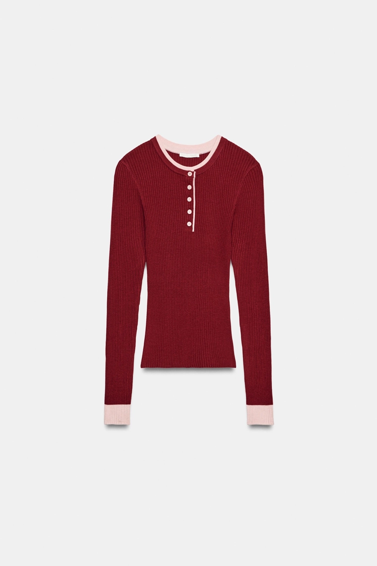 Футболка contrast double-layer с пуговицами