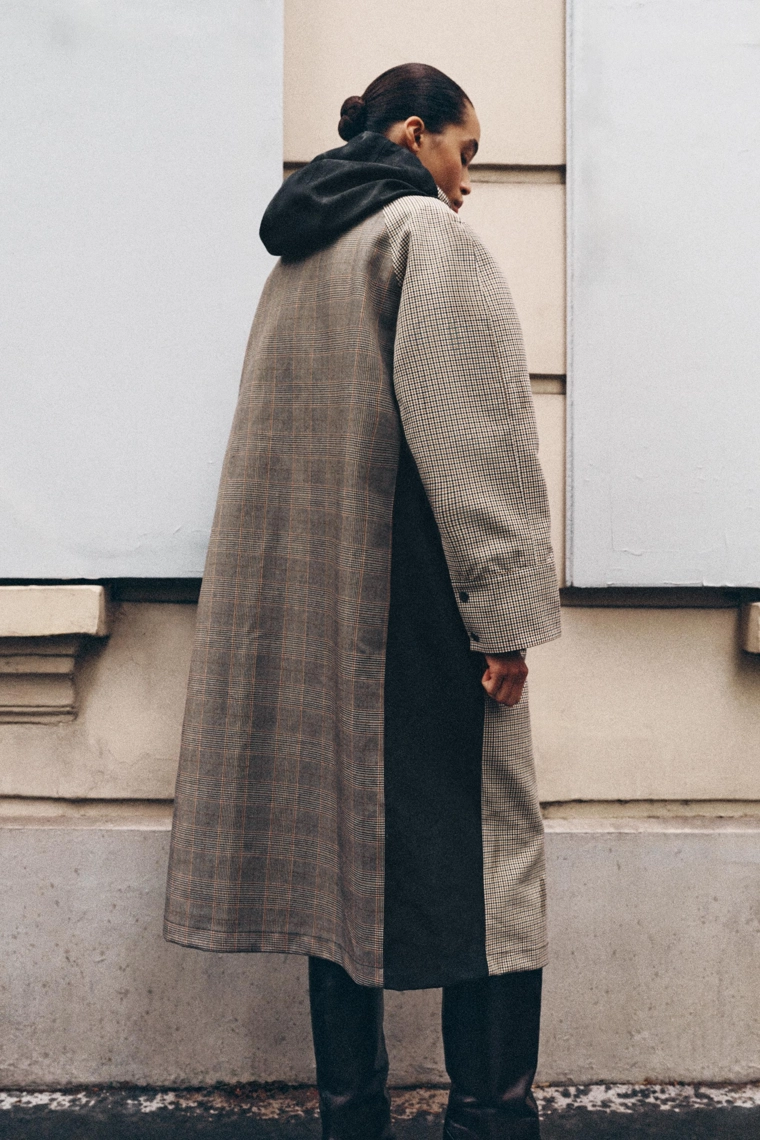 Длинный тренч-плащ zw collection в клетку