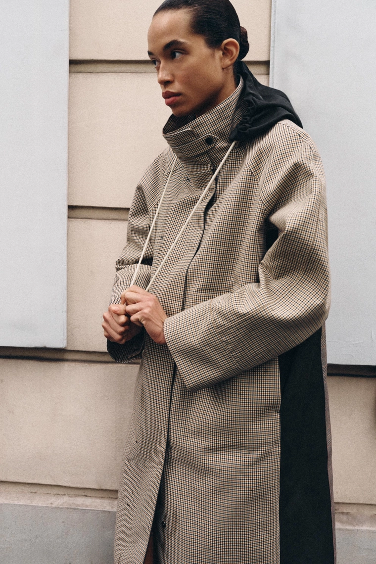 Длинный тренч-плащ zw collection в клетку