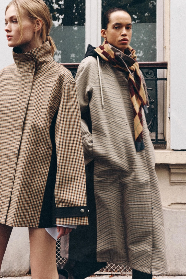 Длинный тренч-плащ zw collection в клетку