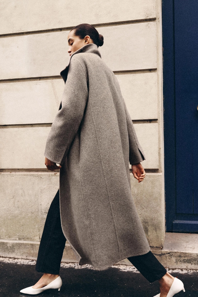 Длинное пальто из шерстяной смеси zw collection