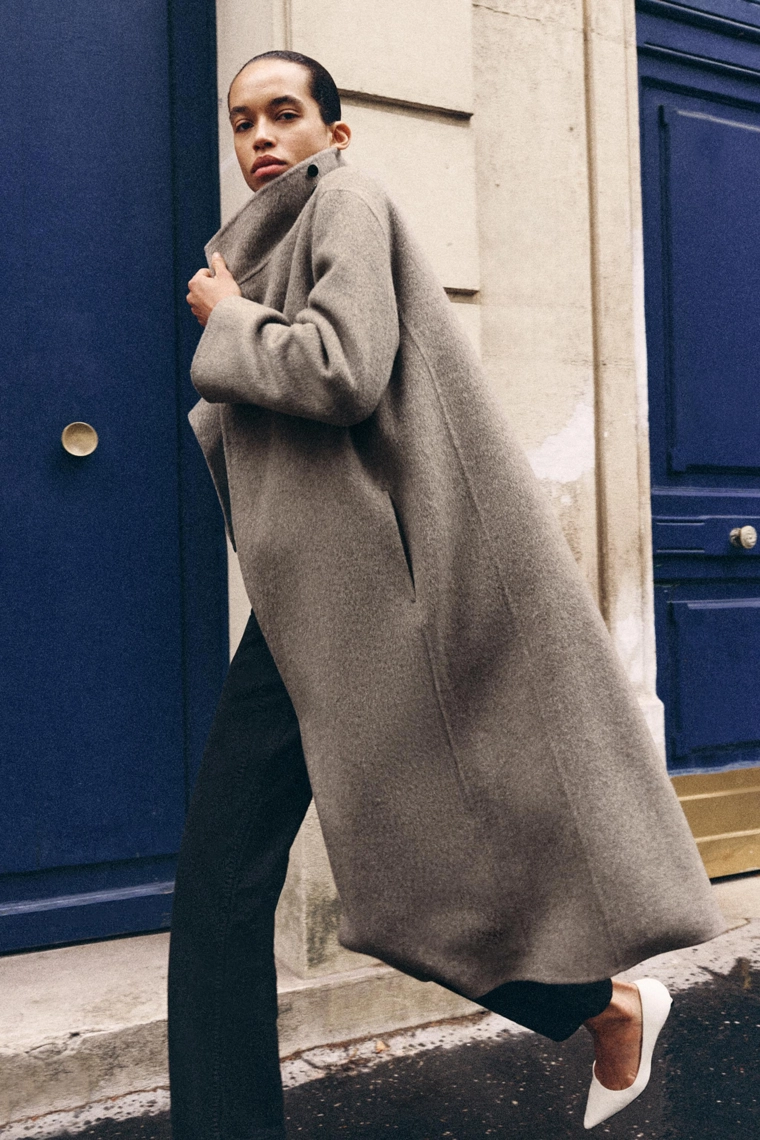 Длинное пальто из шерстяной смеси zw collection