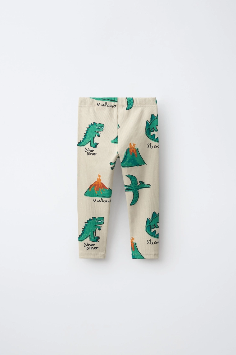 Леггинсы в рубчик с принтом