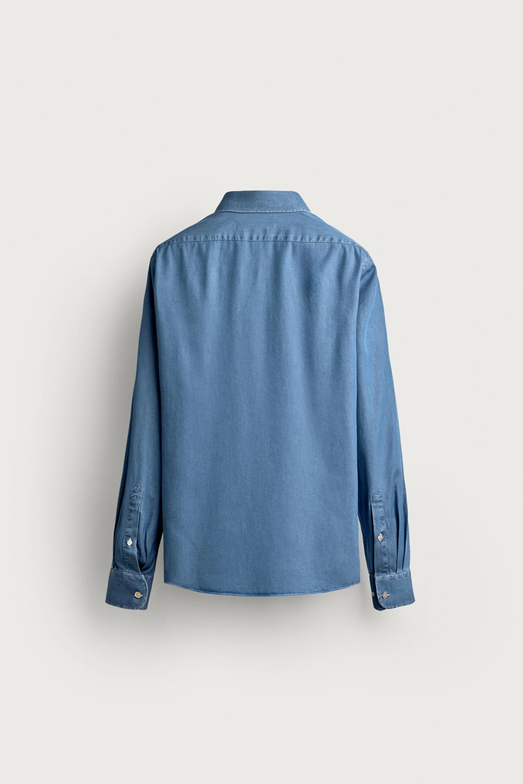 Рубашка santa eulalia 1843 x zara из хлопкового шамбре индиго